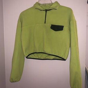 Forever 21 Fleece Crop Quarter-Zip Jacket